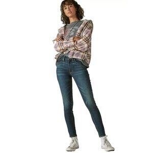 Lucky Brand Bridgette High-Rise Skinny Jeans Fayette Cozy Blue Denim 6/28R
